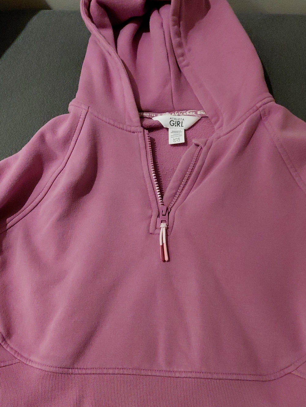 Athleta Pink Girls' Half-Zip Hooded Pullover